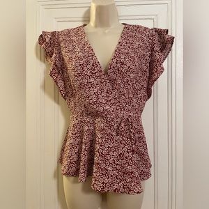 Floral Business Casual Wrap Blouse